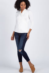 Ivory Long Sleeve Wrap Nursing Top