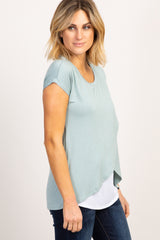 Sage Green Layered Wrap Front Nursing Top