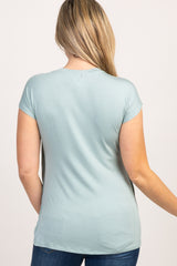 Sage Green Layered Wrap Front Maternity/Nursing Top