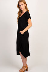 Black Short Sleeve Knot Dress