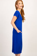Royal Blue Short Sleeve Knot Dress
