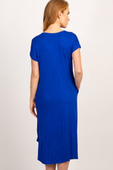 Royal Blue Short Sleeve Knot Dress