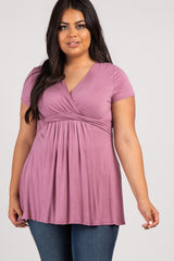 PinkBlush Pink Draped Front Plus Maternity/Nursing Top
