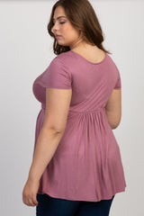 PinkBlush Pink Draped Front Plus Maternity/Nursing Top