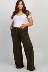 Olive Green Wide Leg Plus Maternity Lounge Pants