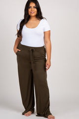 Olive Green Wide Leg Plus Maternity Lounge Pants