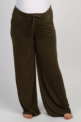 Olive Green Wide Leg Plus Maternity Lounge Pants