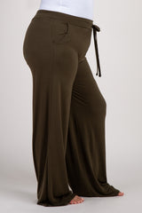Olive Green Wide Leg Plus Lounge Pants