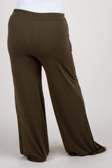 Olive Green Wide Leg Plus Lounge Pants