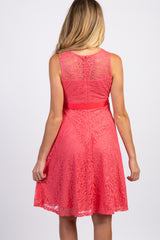 PinkBlush Pink Lace Overlay Tie Accent Maternity Dress