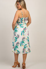 Ivory Floral Smocked Sleeveless Maternity Dress