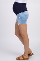 PinkBlush Light Blue Raw Hem Maternity Jean Shorts