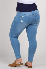 PinkBlush Blue Distressed Maternity Plus Jeans