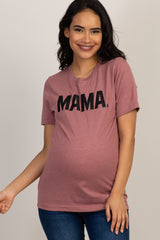 Mauve Mama Glitter Print Graphic Maternity Top