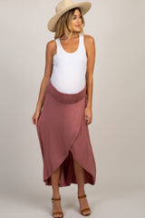 Mauve Foldover Hi-Low Maternity Wrap Skirt