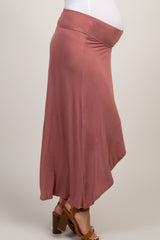 Mauve Foldover Hi-Low Maternity Wrap Skirt