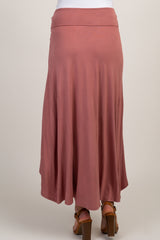 Mauve Foldover Hi-Low Maternity Wrap Skirt