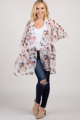 Cream Floral Dolman Maternity Cover Up