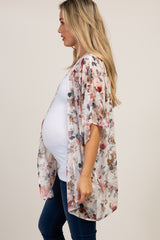 Cream Floral Dolman Maternity Cover Up