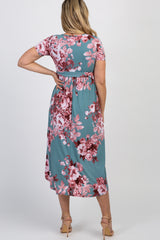 Sage Floral Hi-Low Maternity Wrap Dress