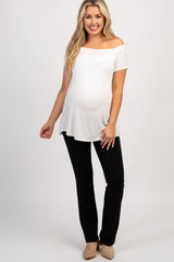 Black Solid Boot Cut Maternity Pants