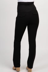 Black Solid Boot Cut Maternity Pants