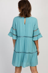 Light Blue Tiered Cutout Accent Dress