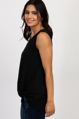 PinkBlush Black Sleeveless Knot Top