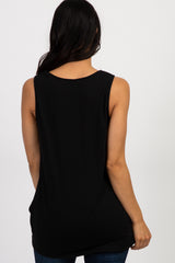 PinkBlush Black Sleeveless Knot Top