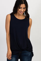 PinkBlush Navy Sleeveless Knot Maternity Top