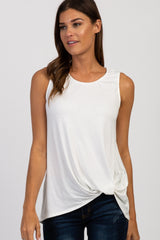 PinkBlush White Sleeveless Knot Top