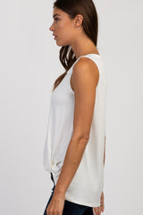 PinkBlush White Sleeveless Knot Top