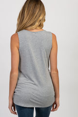 PinkBlush Heather Grey Sleeveless Knot Maternity Top