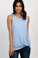 PinkBlush Light Blue Sleeveless Maternity Knot Top