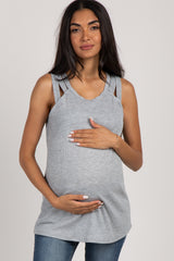 Heather Grey Solid Crisscross Maternity Tank Top