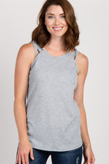 Heather Grey Solid Crisscross Maternity Tank Top