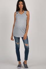 Heather Grey Solid Crisscross Maternity Tank Top