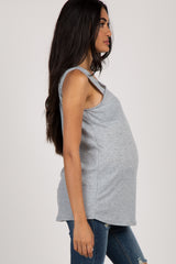 Heather Grey Solid Crisscross Maternity Tank Top