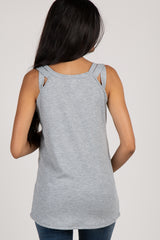 Heather Grey Solid Crisscross Maternity Tank Top