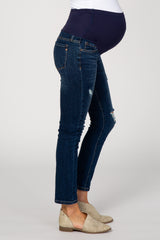 PinkBlush Navy Blue Distressed Maternity Skinny Jeans