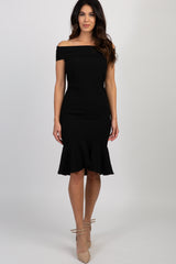 Black Off Shoulder Mermaid Maternity Fitted Dress