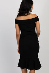Black Off Shoulder Mermaid Maternity Fitted Dress
