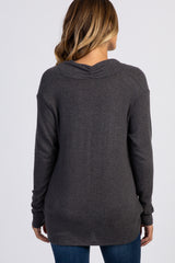 PinkBlush Charcoal Grey Draped Wrap V-Neck Maternity Nursing Top