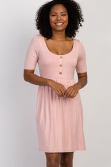 PinkBlush Pink Solid Button Front Maternity Dress