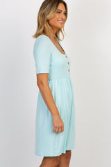 PinkBlush Mint Green Solid Button Front Dress