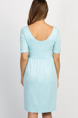 PinkBlush Mint Green Solid Button Front Maternity Dress