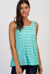 Mint Green Striped Sleeveless Maternity Tank Top