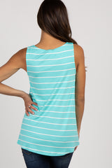 Mint Green Striped Sleeveless Maternity Tank Top