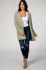 Light Olive Popcorn Knit Maternity Cardigan