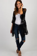 Black Lace Mesh Scalloped Hem Cover Up